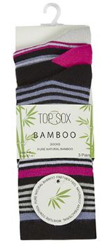 Ladies Bamboo Striped Mix Ankle Socks 3 Pack