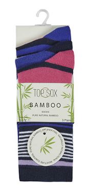 Ladies Bamboo Striped Ankle Socks 3 Pack