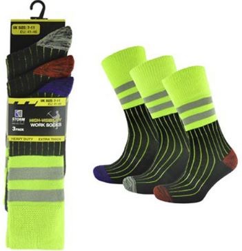 Mens Hi Vis Work Socks 3 Pack